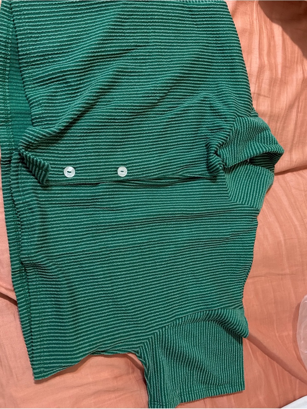 MINA MONROE Green Ribbed Button Pants Set